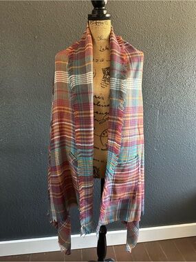 NWT Grace & Lace Plaid Pocket Poncho Wrap Scarf One Size
